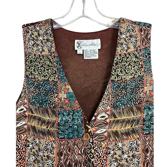 Vintage‎ 100% Silk Diane Gilman Patchwork Vest Size Small (S) - Picture 3 of 9